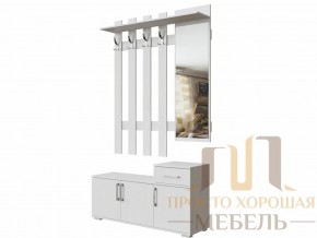 Вешалка с зеркалом 1,0 м №3 Ясень Анкор светлый в Дегтярске - degtyarsk.magazin-mebel74.ru | фото